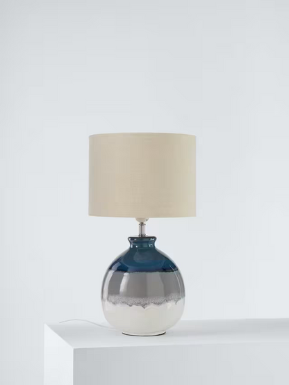 John Lewis Martha Ceramic Table Lamp, Blue/Green