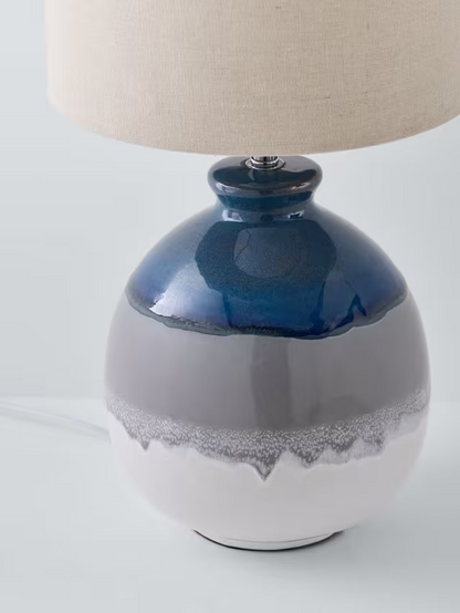 John Lewis Martha Ceramic Table Lamp, Blue/Green