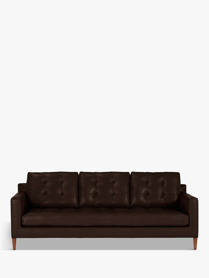 John Lewis Draper Leather Grand 4 Seater Sofa, Dark Leg, Nature Brown