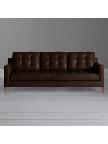 John Lewis Draper Leather Grand 4 Seater Sofa, Dark Leg, Nature Brown