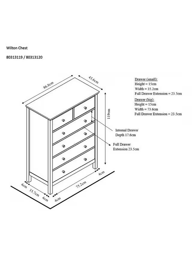 John Lewis Wilton 6 Drawer Chest White