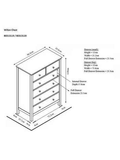 John Lewis Wilton 6 Drawer Chest White