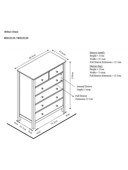 John Lewis Chest of Drawer Wilton 6 Drawer Chest White
