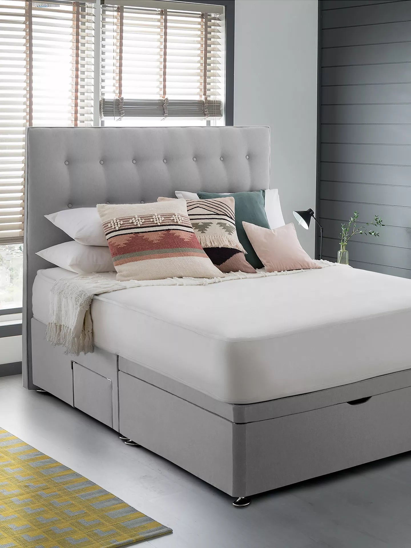 Silentnight 2 Drawer Continental Half Ottoman Divan Storage Bed, Double