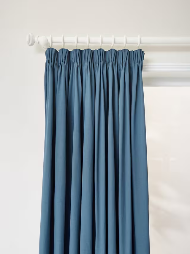 John Lewis Arlo Pair Lined Pencil Pleat Curtains, Blue, W228 x Drop 274cm