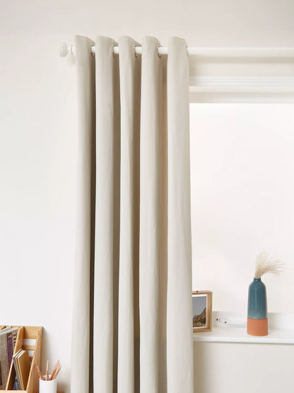 John Lewis Arlo Pair Lined Eyelet Curtains, Putty, W228 x Drop 228cm