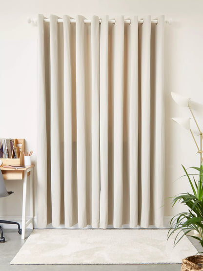 John Lewis Arlo Pair Lined Eyelet Curtains, Putty, W228 x Drop 228cm