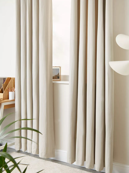 John Lewis Arlo Pair Lined Eyelet Curtains, Putty, W228 x Drop 228cm
