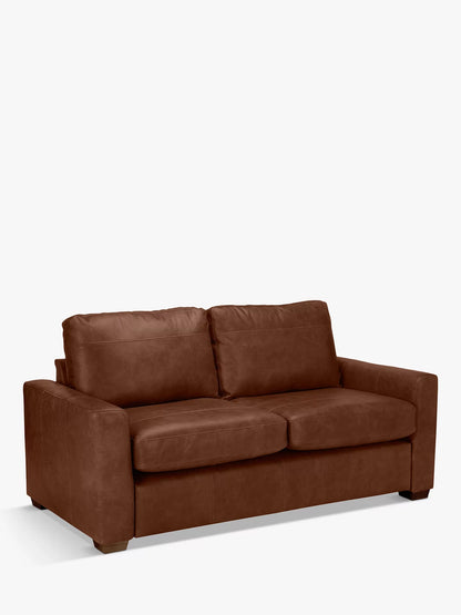 John Lewis Oliver Medium 2 Seater Leather Sofa, Dark Leg, Contempo Castanga