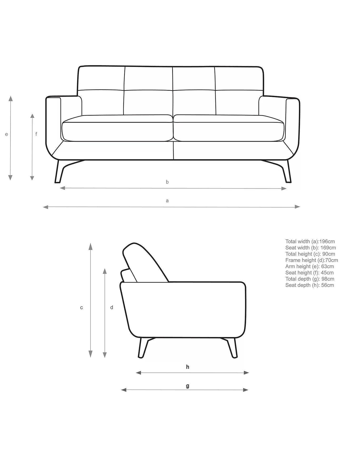 John Lewis Barbican Large 3 Seater Leather Sofa, Dark Leg, Soft Touch Blue