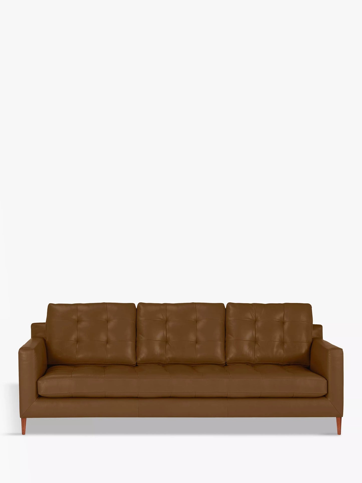 John Lewis Draper II Grand 4 Seater Leather Sofa, Metal Leg, Demetra Light Tan