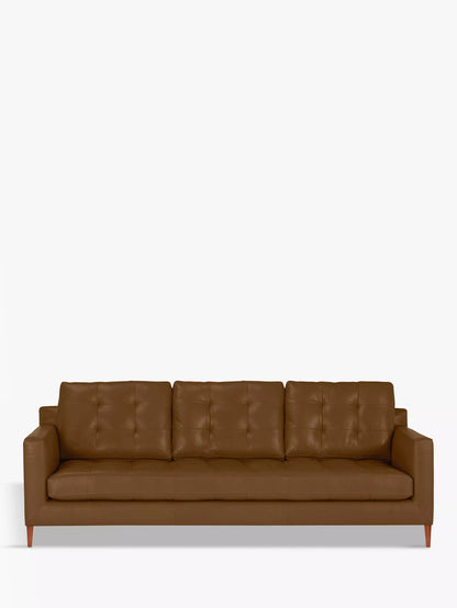 John Lewis Draper II Grand 4 Seater Leather Sofa, Metal Leg, Demetra Light Tan