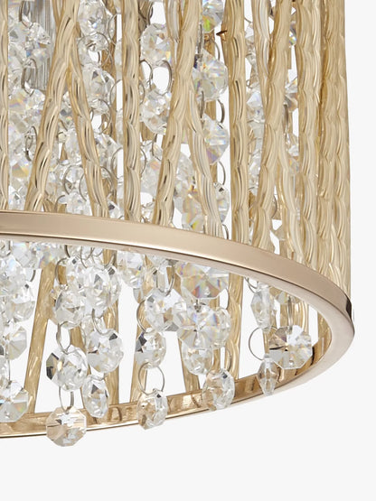 John Lewis Emilia Crystal Drum Flush Ceiling Light, Gold