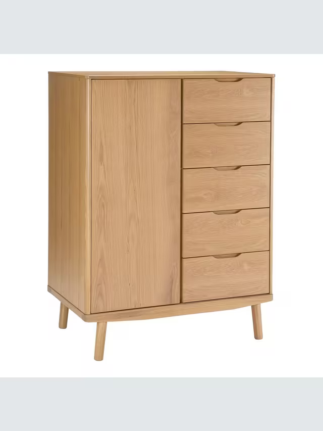 John Lewis Bow 5 Drawer Low Wardrobe, Natural