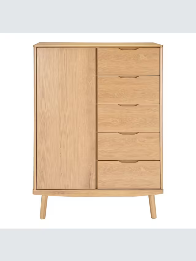 John Lewis Bow 5 Drawer Low Wardrobe, Natural