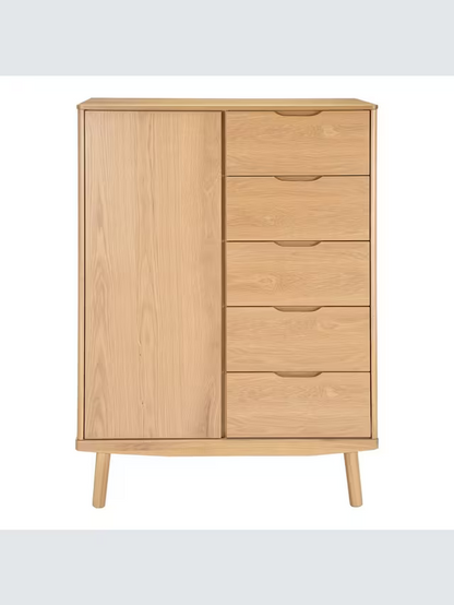 John Lewis Bow 5 Drawer Low Wardrobe, Natural