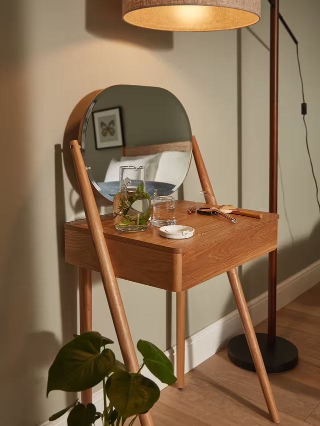 John Lewis Bow Dressing Table & Mirror, Natural