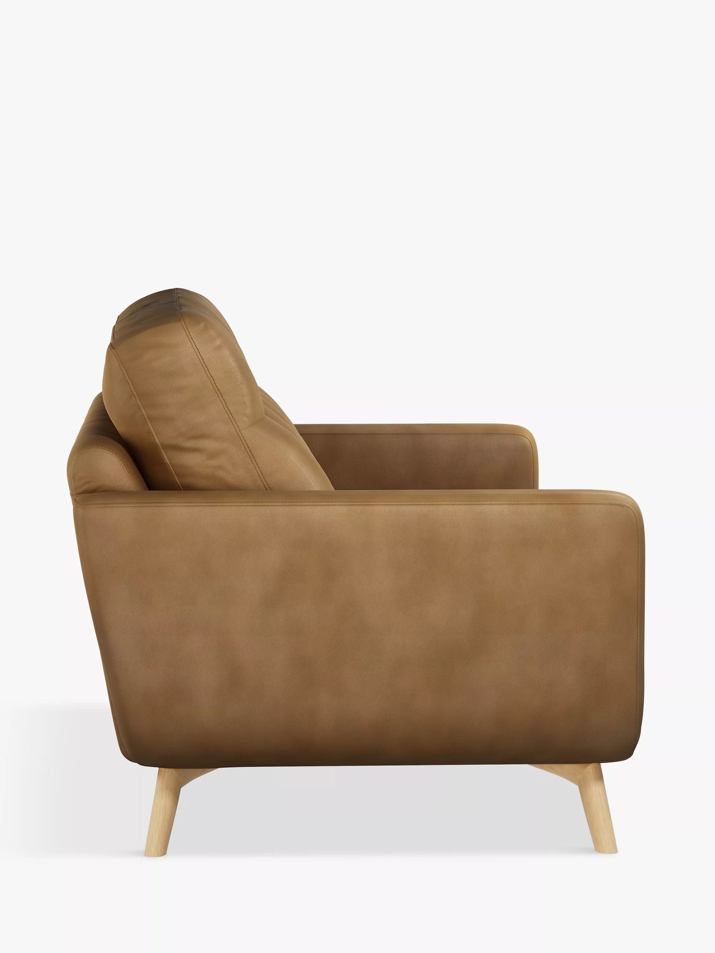John Lewis Barbican Medium 2 Seater Leather Sofa, Light Leg, Demetra Light Tan