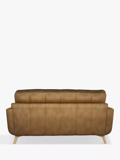 John Lewis Barbican Medium 2 Seater Leather Sofa, Light Leg, Demetra Light Tan