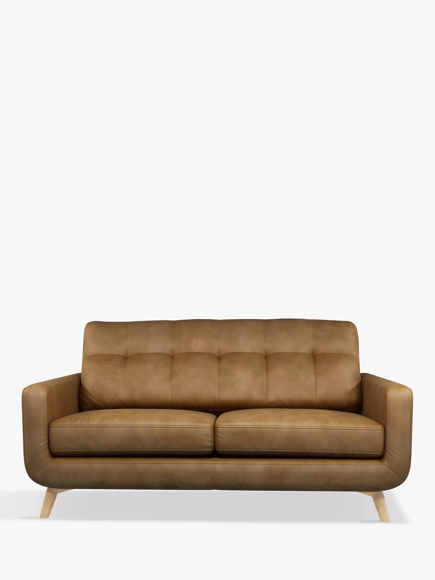 John Lewis Barbican Medium 2 Seater Leather Sofa, Light Leg, Demetra Light Tan