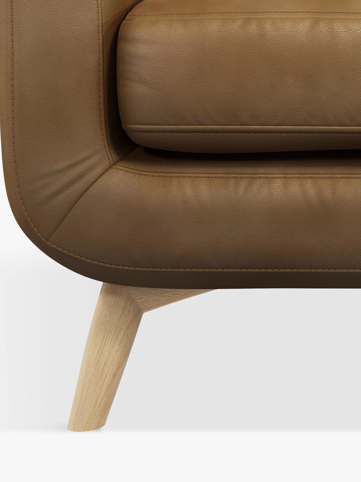 John Lewis Barbican Medium 2 Seater Leather Sofa, Light Leg, Demetra Light Tan
