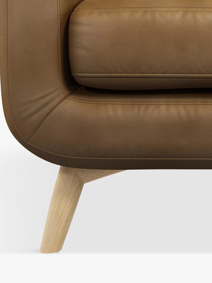 John Lewis Barbican Medium 2 Seater Leather Sofa, Light Leg, Demetra Light Tan
