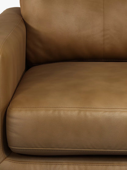 John Lewis Barbican Medium 2 Seater Leather Sofa, Light Leg, Demetra Light Tan