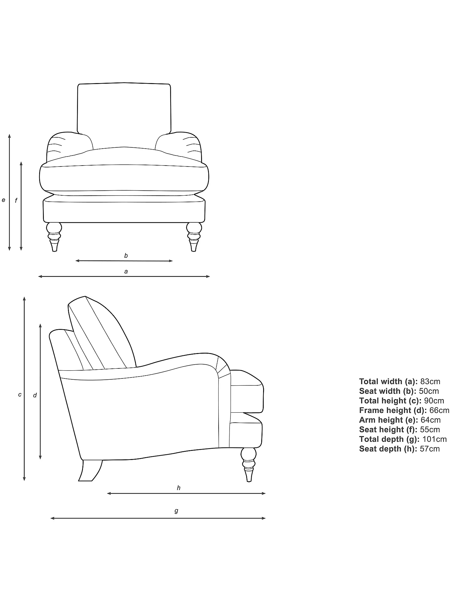 John Lewis Otley Armchair In Brushed Tweed Natural With Dark Legs