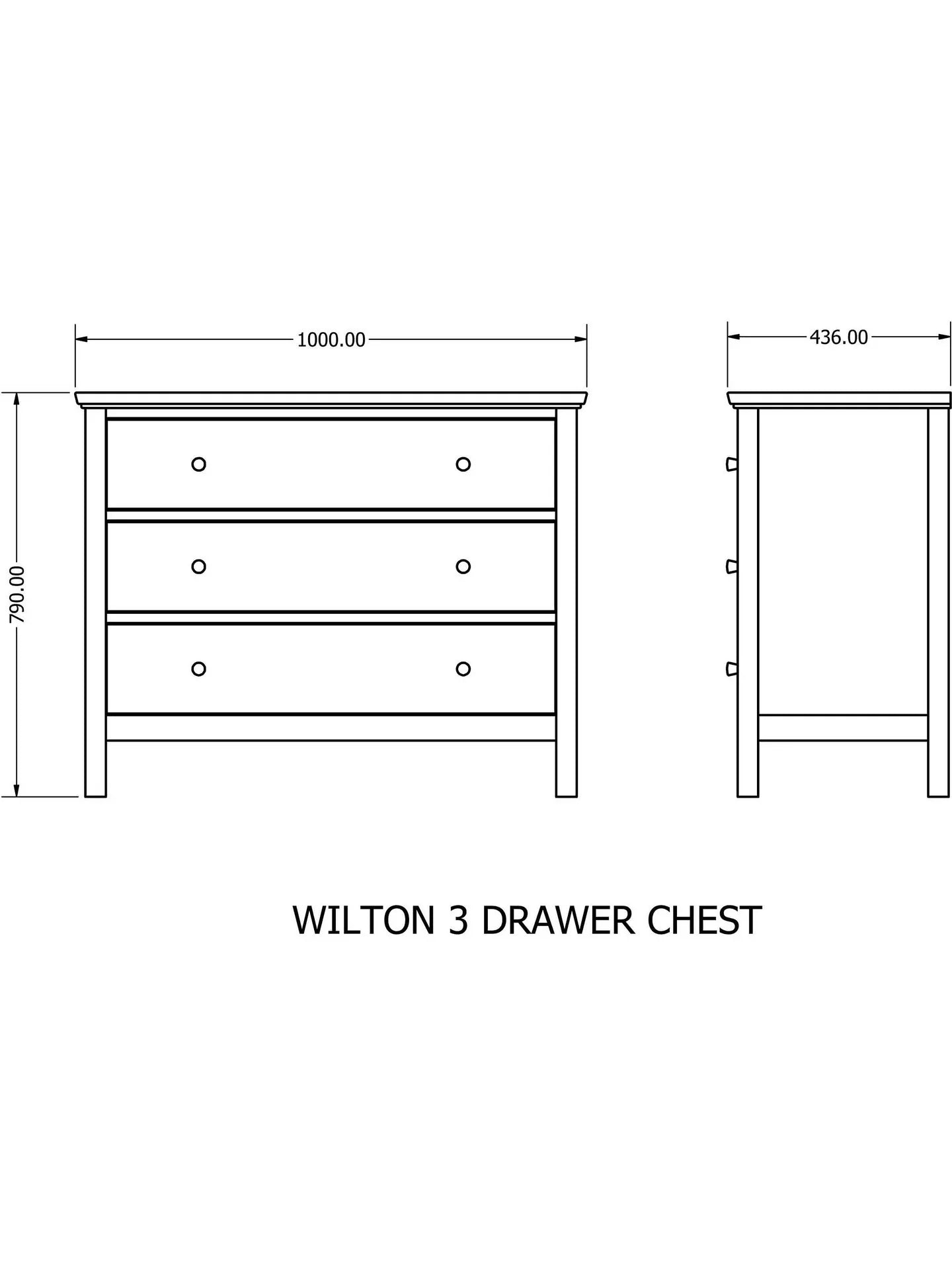 John Lewis Wilton 3 Drawer Chest White