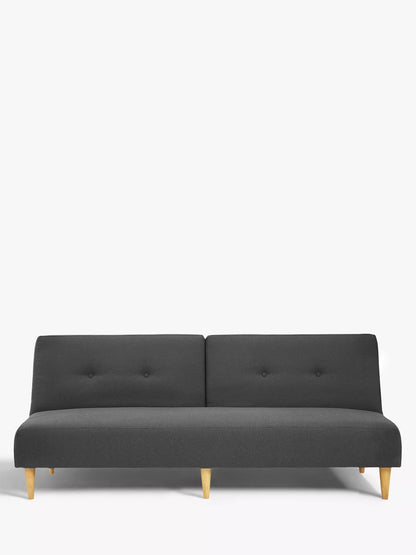 John Lewis Clapton Fixed Back Small Sofa Bed, Light Leg, Fraser Steel