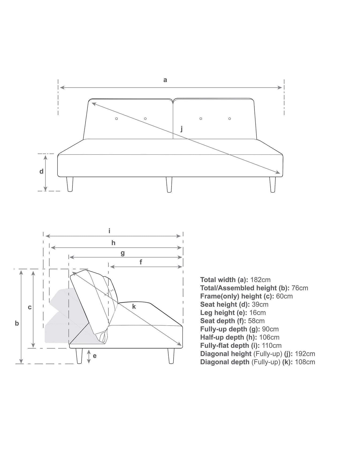 John Lewis Clapton Fixed Back Small Sofa Bed, Light Leg, Fraser Steel