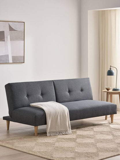 John Lewis Clapton Fixed Back Small Sofa Bed, Light Leg, Fraser Steel