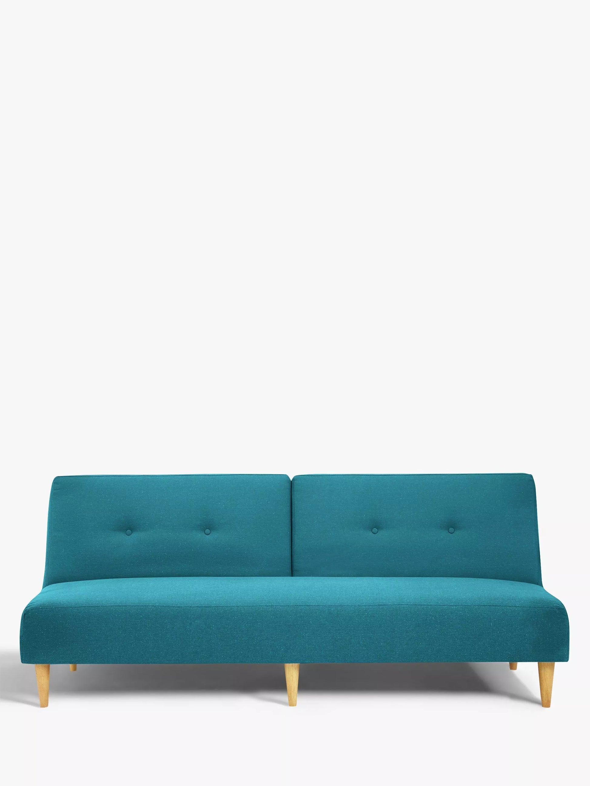 John Lewis Clapton Fixed Back Small Sofa Bed, Light Leg, Fraser Teal