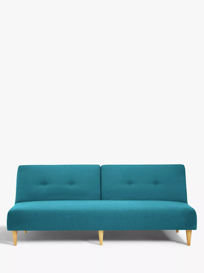 John Lewis Clapton Fixed Back Small Sofa Bed, Light Leg, Fraser Teal