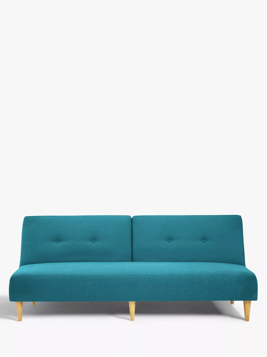John Lewis Clapton Fixed Back Small Sofa Bed, Light Leg, Fraser Teal