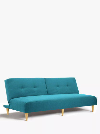 John Lewis Clapton Fixed Back Small Sofa Bed, Light Leg, Fraser Teal