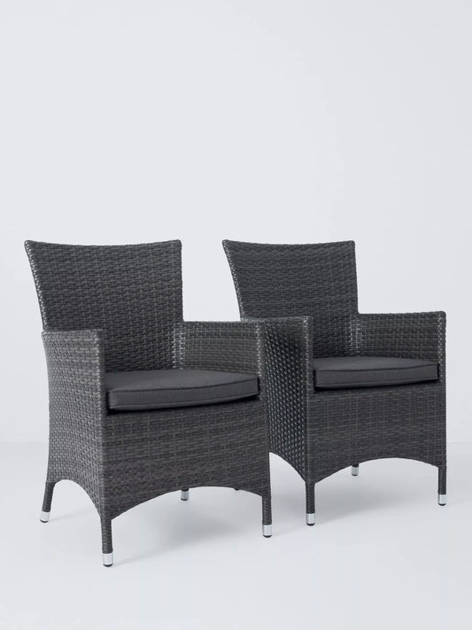 John Lewis Alora Garden Dining Chairs, Set of 2, Brown/Grey READ DESCRIPTION