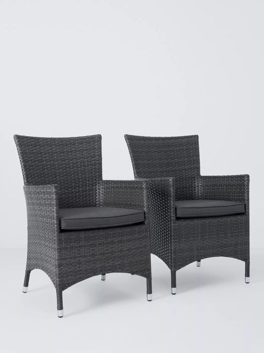 John Lewis Alora Garden Dining Chairs, Set of 2, Brown/Grey