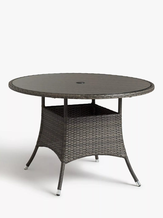 John Lewis Alora 4-Seater Garden Dining Table, Brown/Grey