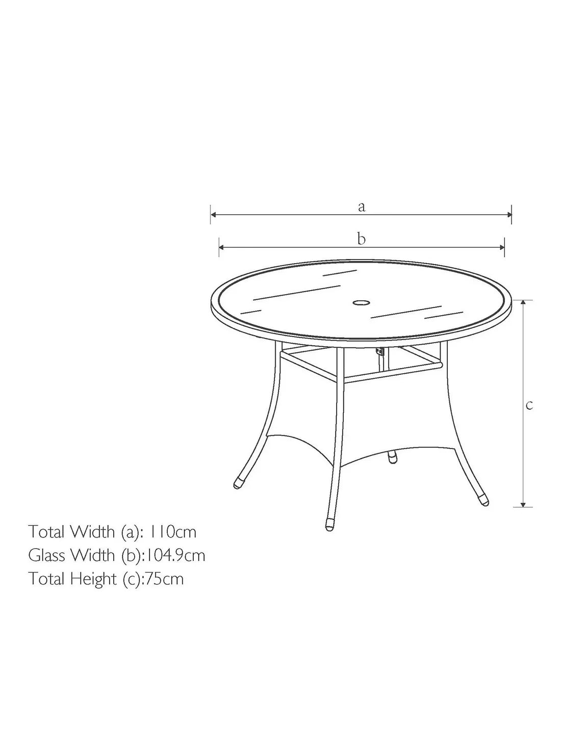 John Lewis Alora 4-Seater Garden Dining Table, Brown/Grey