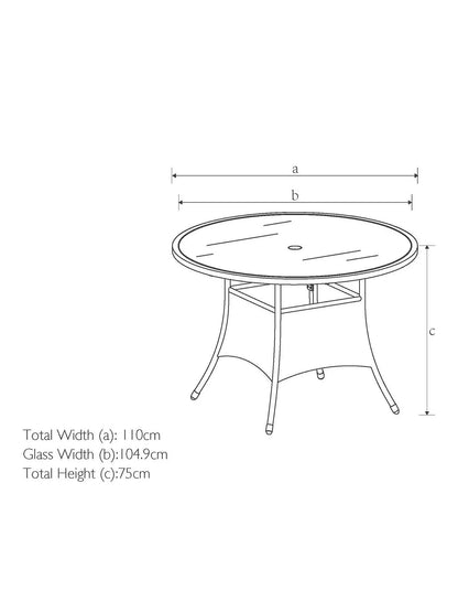 John Lewis Alora 4-Seater Garden Dining Table, Brown/Grey