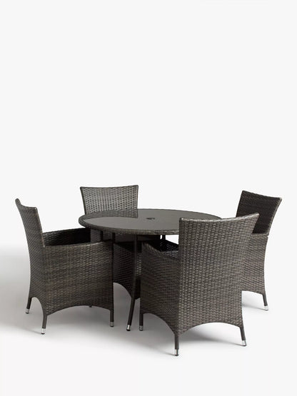 John Lewis Alora 4-Seater Garden Dining Table, Brown/Grey