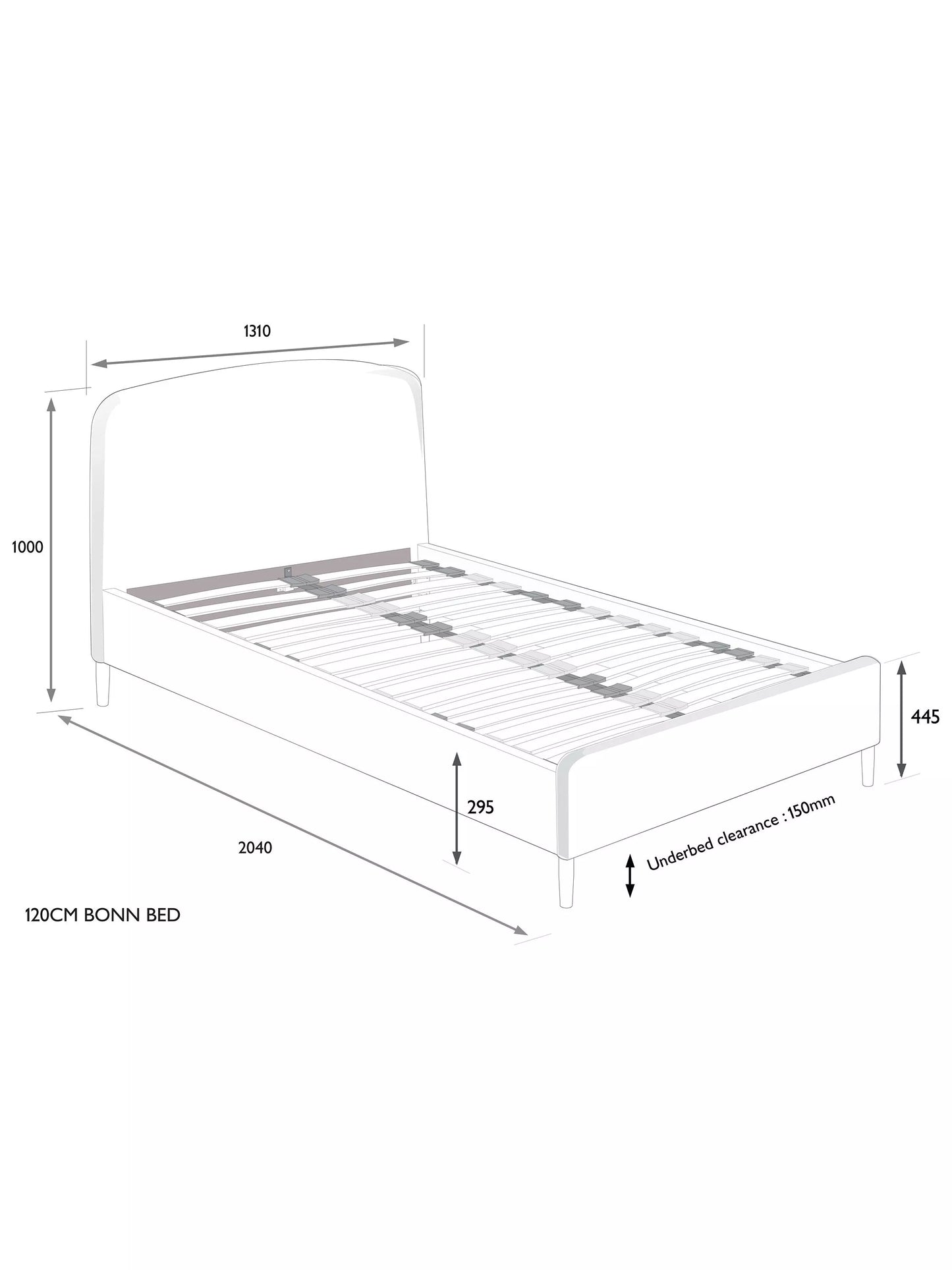 John Lewis ANYDAY Bonn Upholstered Bed Frame, Small Double Grey 