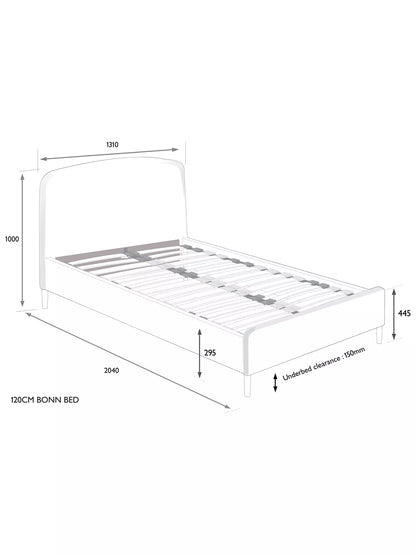 John Lewis ANYDAY Bonn Upholstered Bed Frame, Small Double Grey 