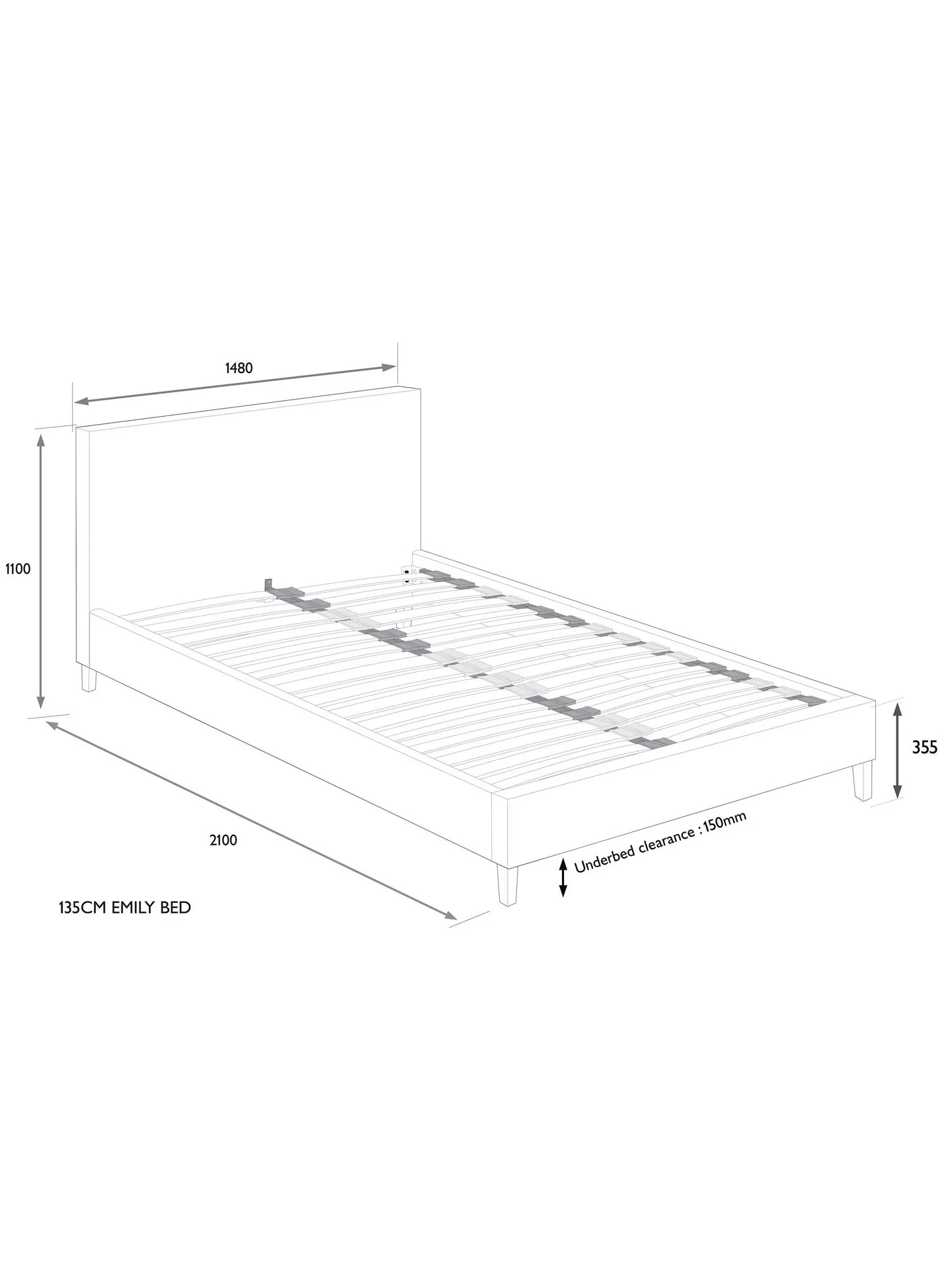 John Lewis Emily Upholstered Bed Frame, Double, Cotton Effect Beige