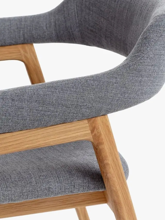 John Lewis Santino Dining Armchair, White Oil, Grey/Oak