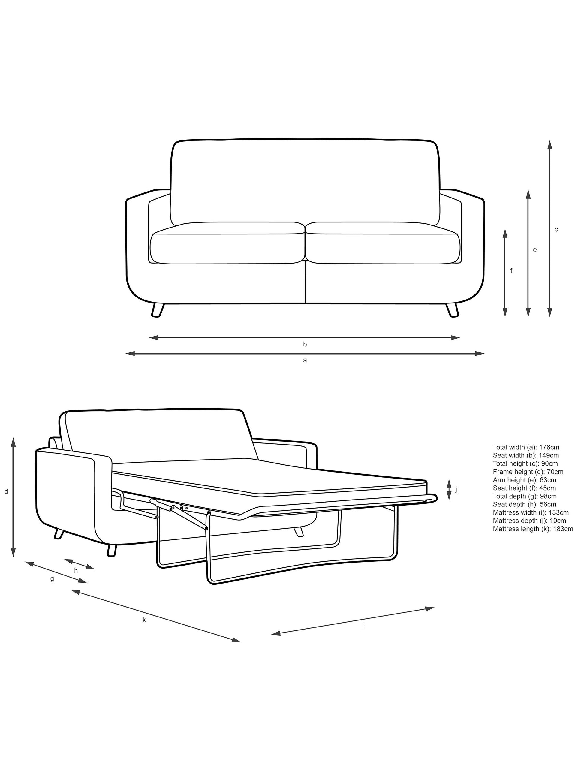John Lewis Barbican Medium 2 Seater Sofa Bed, Light Leg,  Chenille Seagrass Easy Clean