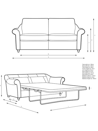 John Lewis Camber Double Sofa Bed, Dark Leg Aquaclean Titan Navy