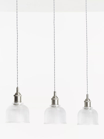 John Lewis Ezra 3 Pendant Prismatic Glass Ceiling Light, Pewter