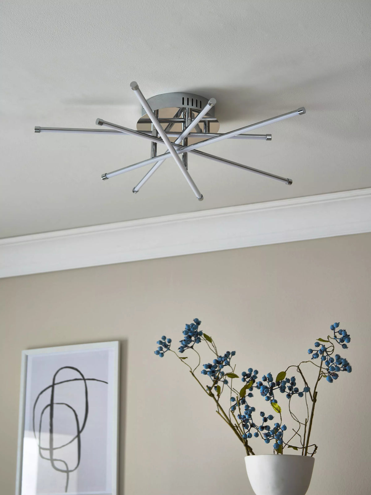 John Lewis Nest LED Semi Flush Ceiling Light, Chrome